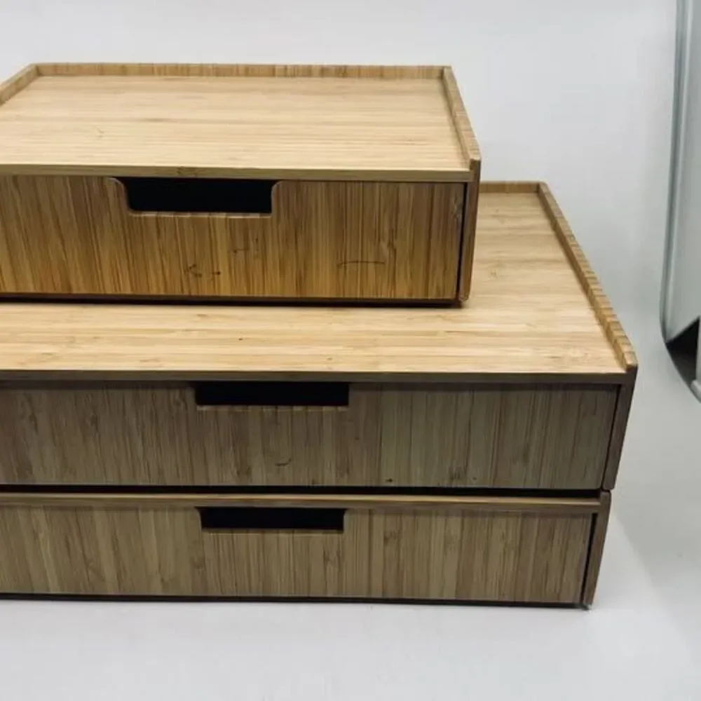 MobileVision Bamboo Stacking Drawers - Set of 4 (2 Large, 1 Small, 1 Open Tray)